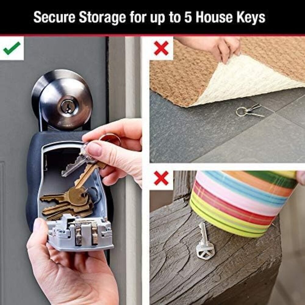Key Lock Box, Outdoor Lock Box for House Keys, Portable Combination Lockbox Rese - Picture 6 of 10